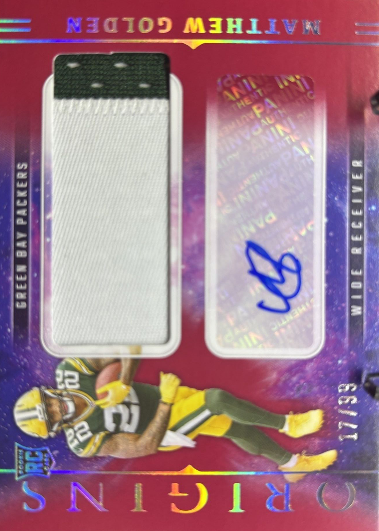 Matthew Golden 2025 Origins #RJJ-MGN Rookie Jumbo Patch Autographs