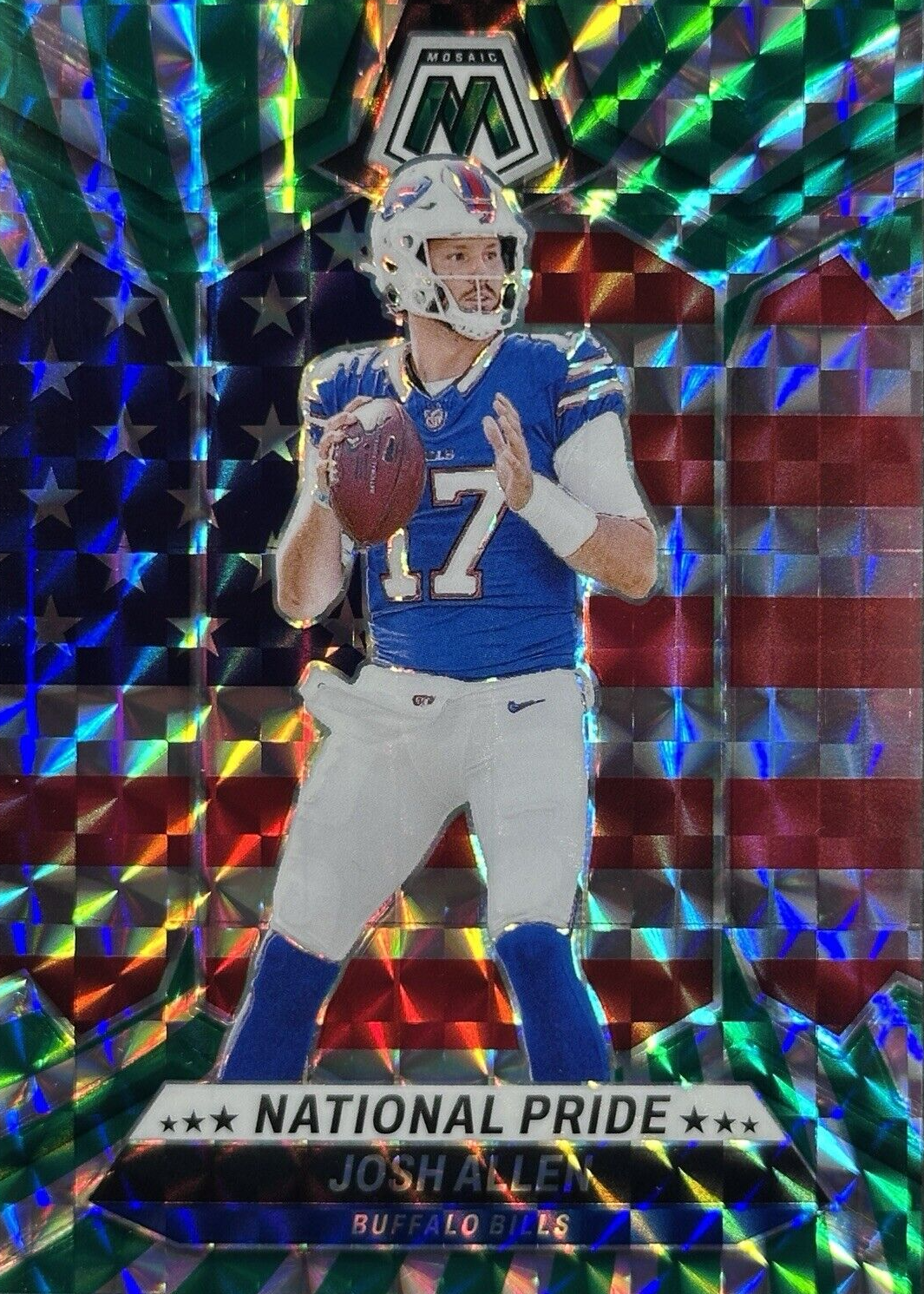 Josh Allen 2024 Mosaic #254 National Pride - Green Swirl /13 Price