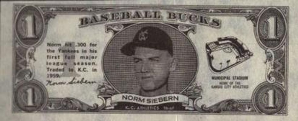 1962 Topps Baseball Bucks Base