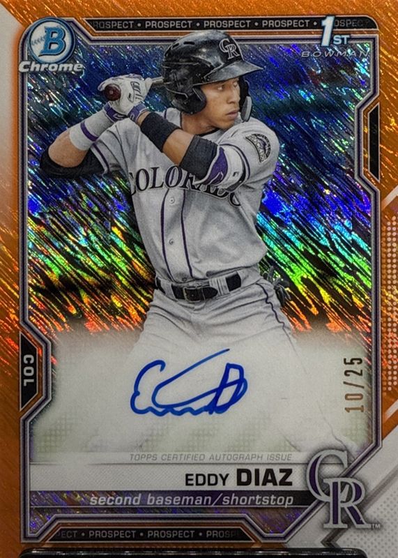 2021 Bowman #CPA-ED Chrome Prospect Auto - Orange Shimmer Refractor /25 (1st)