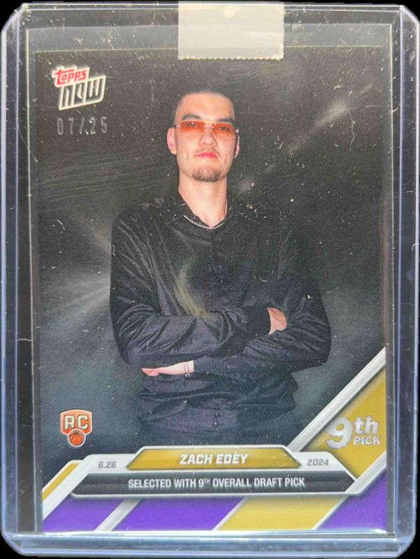 Zach Edey 2024 Topps Now #D-6 Purple /25 Rookie RAW