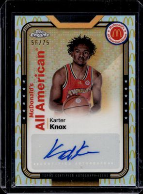 2024 Topps Chrome McDonald's All-American #SMS-KAR All-American Autographs - McDonald's Logo Refractor /75