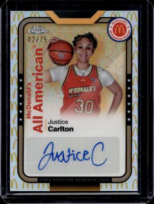 2024 Topps Chrome McDonald's All-American #SMS-JUS All-American Autographs - McDonald's Logo Refractor /75