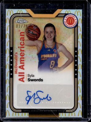 2024 Topps Chrome McDonald's All-American #SMS-SYL All-American Autographs - McDonald's Logo Refractor /75