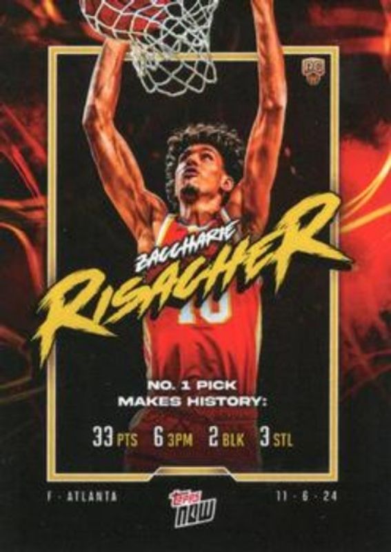 Zaccharie Risacher 2024 Topps Now #5 Base Rookie RAW