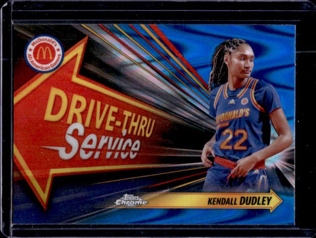 Kendall Dudley 2024 Topps Chrome McDonald's All-American #DTS-KED Drive-Thru Service - Blue RayWave Refractor RAW