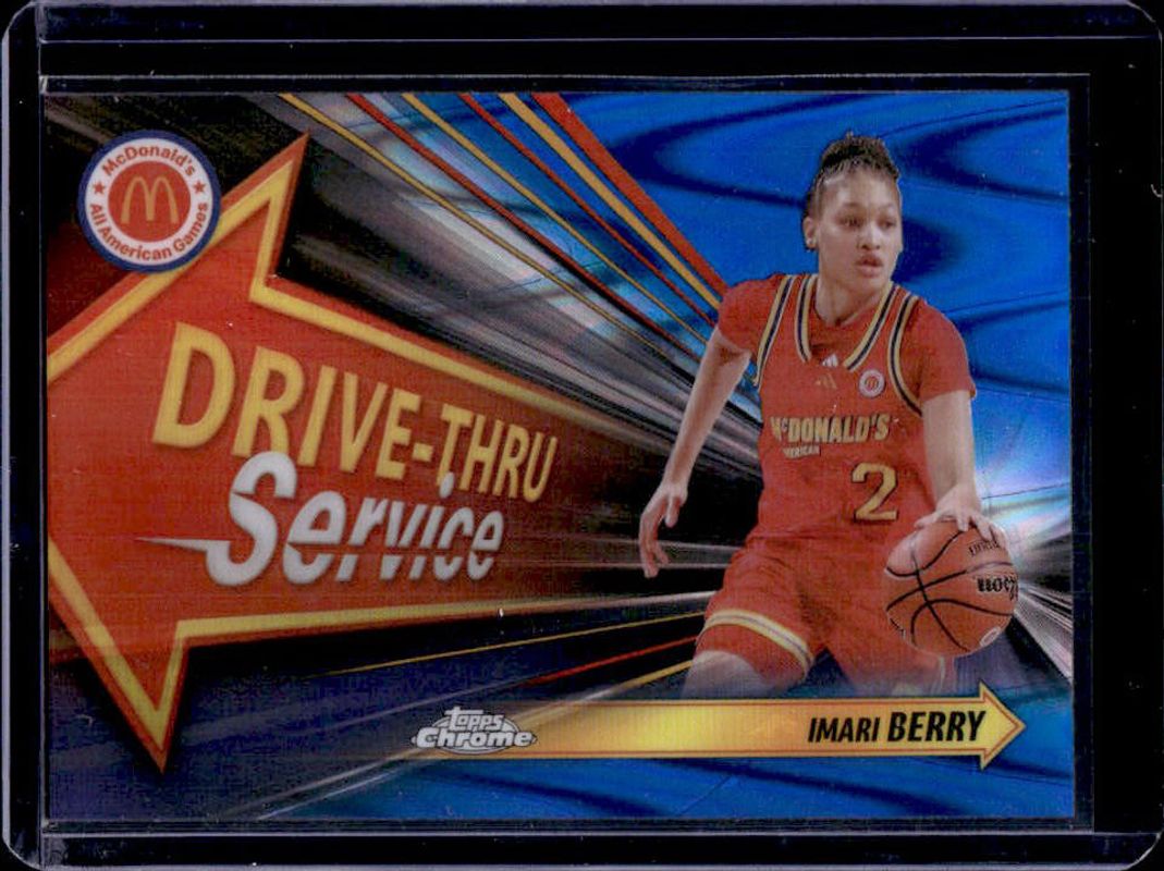 Imari Berry 2024 Topps Chrome McDonald's All-American #DTS-IMB Drive-Thru Service - Blue RayWave Refractor RAW