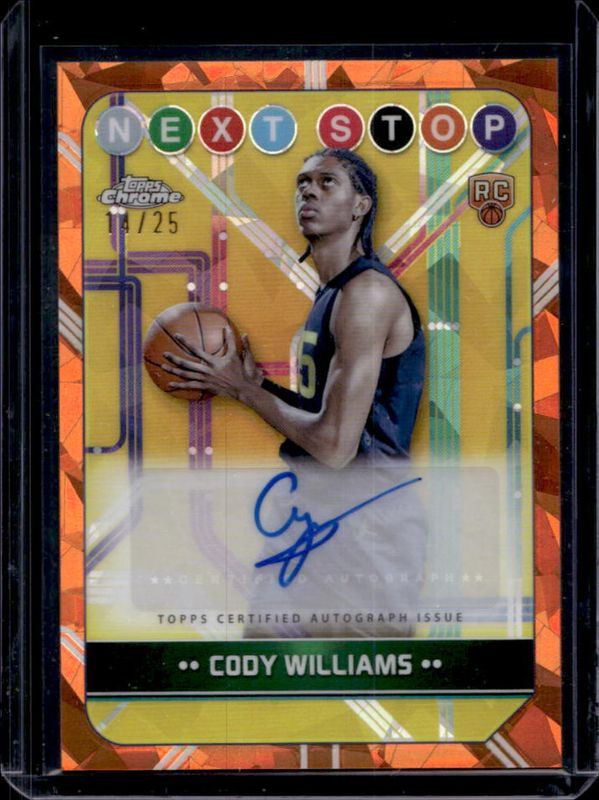 Cody Williams 2024 Topps Chrome Sapphire Edition #NSS-CW Next Stop Signatures - Orange /25 Rookie RAW