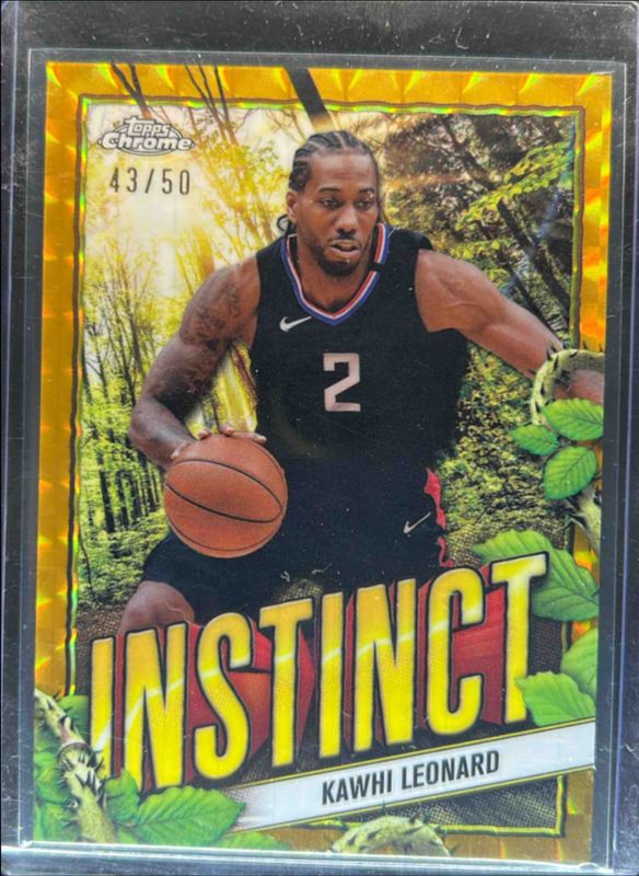 Kawhi Leonard 2024 Topps Chrome #INS-3 Instinct - Gold Geometric Refractor /50 RAW