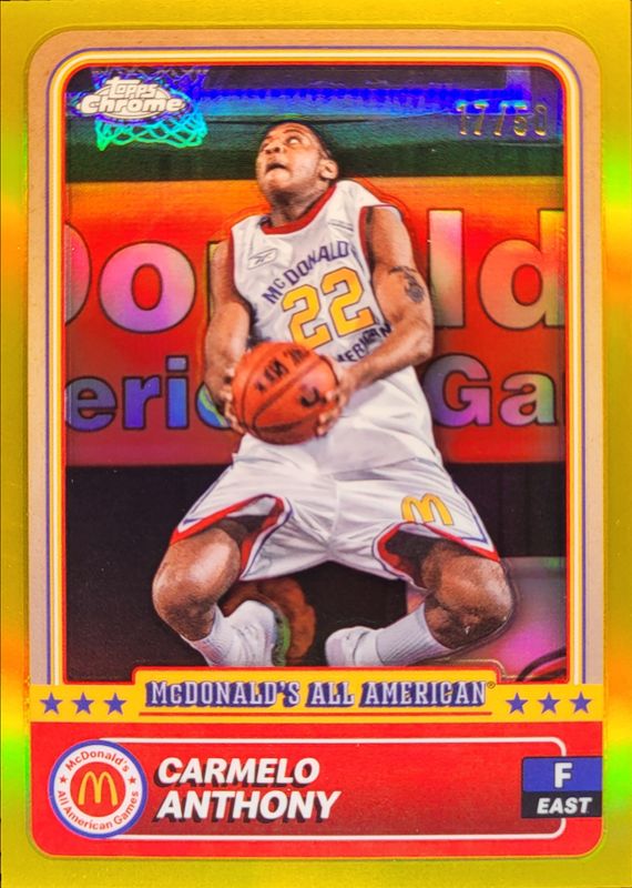 Carmelo Anthony 2024 Topps Chrome McDonald's All-American #43 Gold Refractor /50 RAW