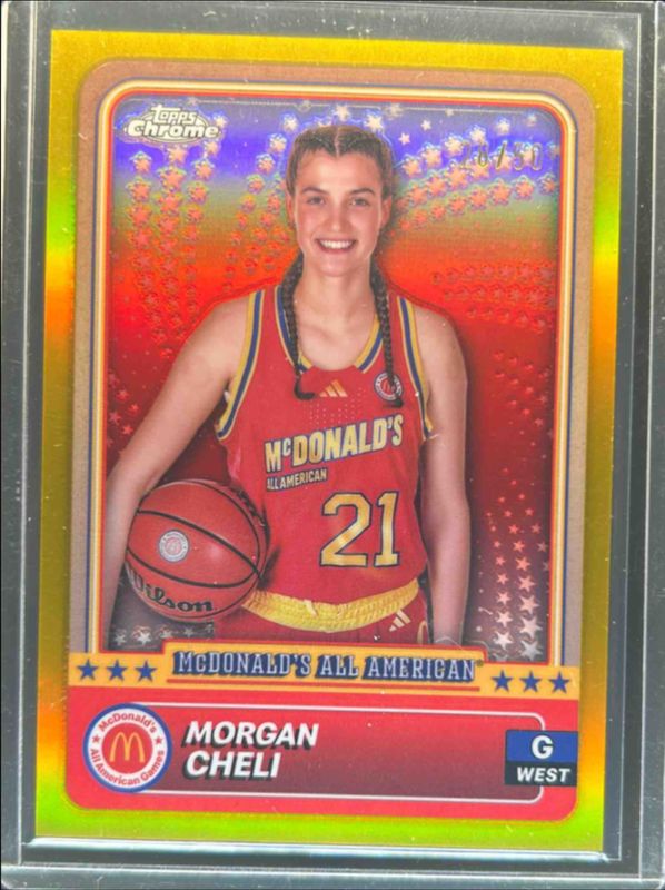 Morgan Cheli 2024 Topps Chrome McDonald's All-American #66 Gold Refractor /50 RAW