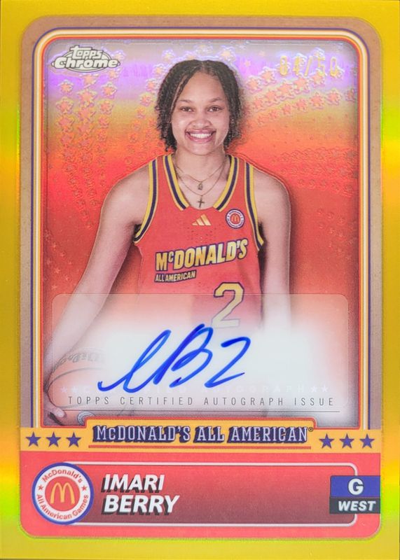 Imari Berry 2024 Topps Chrome McDonald's All-American #63 Gold Refractor /50 RAW