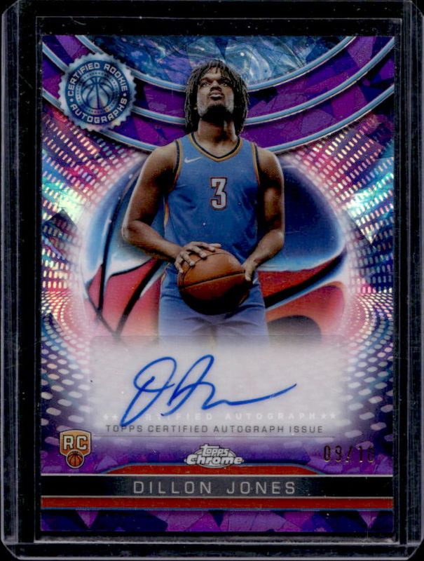 Dillon Jones 2024 Topps Chrome Sapphire Edition #TCRA-DJ Certified Rookie Autographs - Purple /10 RAW