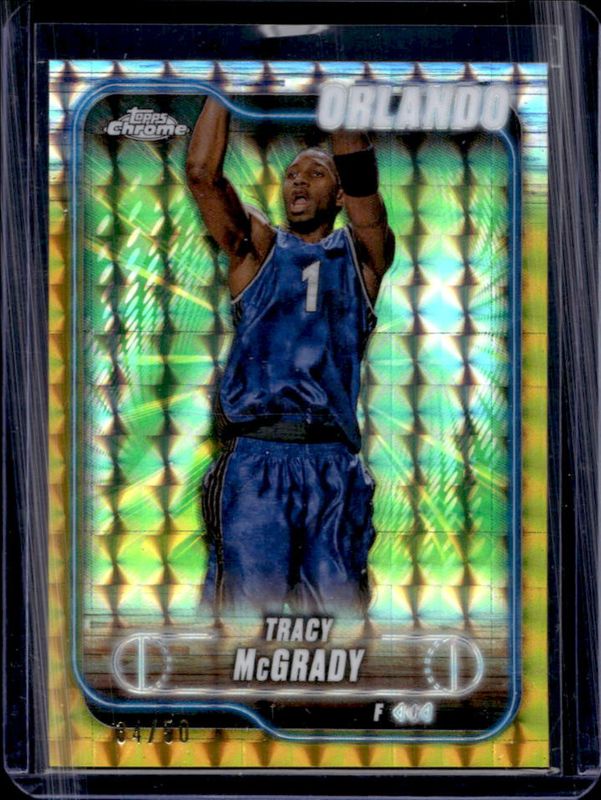 Tracy McGrady 2024 Topps Chrome #42 Gold Geometric Refractor /50 RAW