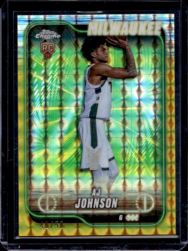AJ Johnson 2024 Topps Chrome #145 Gold Geometric Refractor /50 Rookie RAW