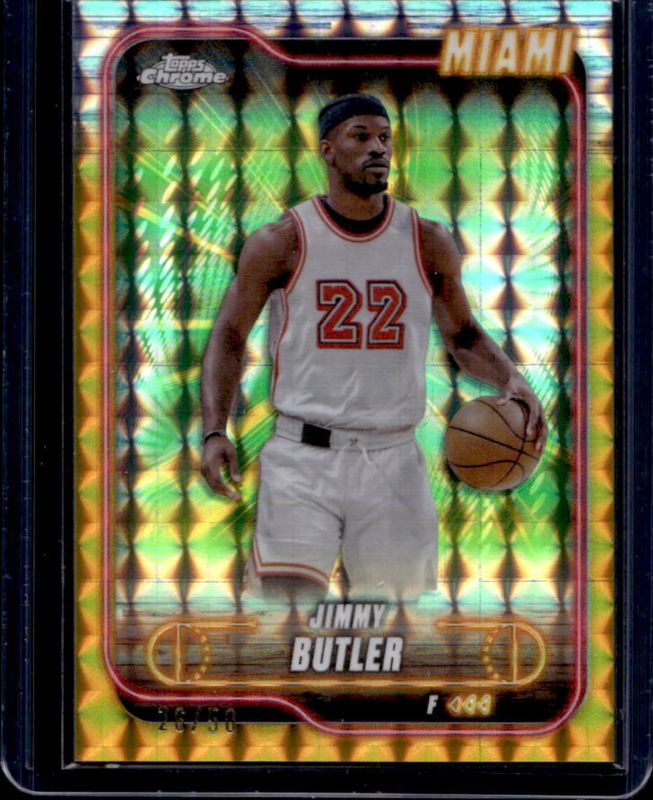 Jimmy Butler 2024 Topps Chrome #16 Gold Geometric Refractor /50 RAW