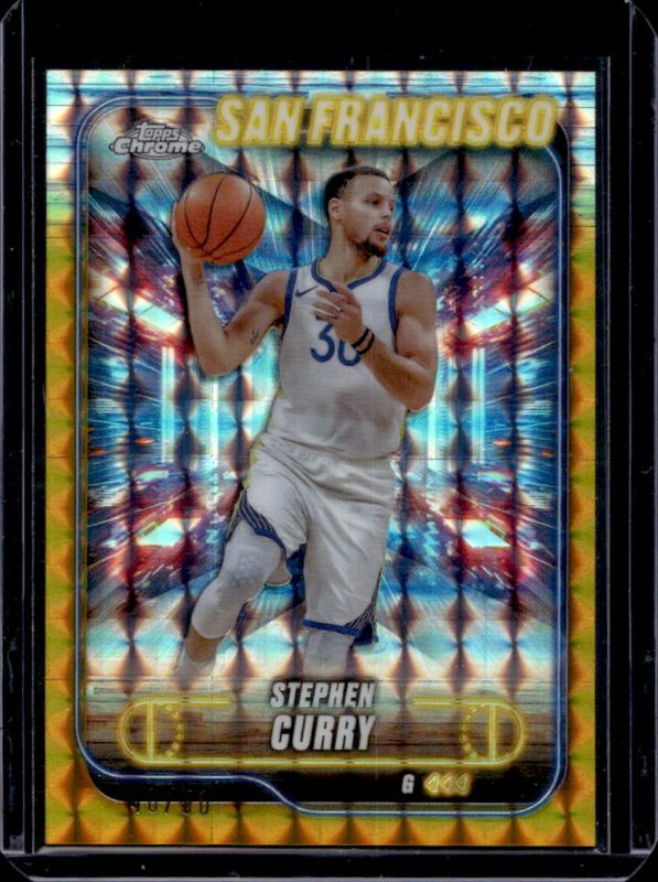 Stephen Curry 2024 Topps Chrome #187 Gold Geometric Refractor /50 RAW