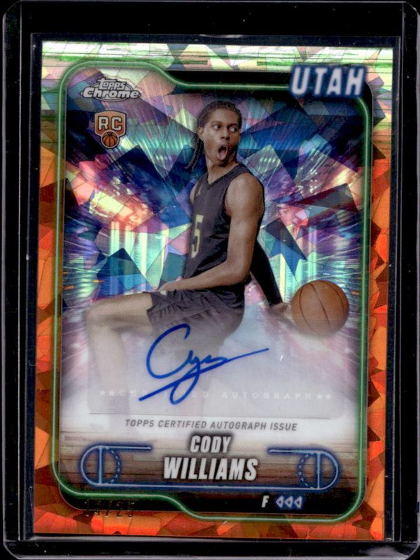 Cody Williams 2024 Topps Chrome Sapphire Edition #TCA-CWI Chrome Autographs - Orange /25 Rookie RAW