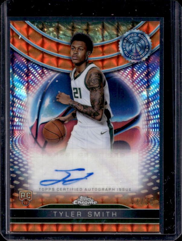 Tyler Smith 2024 Topps Chrome #TCRA-TSM Certified Autographs Issue Rookies - Orange Geometric Refractor /25 RAW