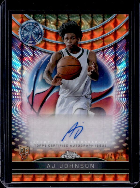 AJ Johnson 2024 Topps Chrome #TCRA-AJ Certified Autographs Issue Rookies - Orange Geometric Refractor /25 RAW