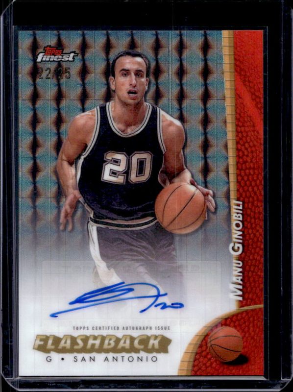Manu Ginobili 2024 Topps Finest #FBA-MG Flashback Autographs - Black Geometric Refractor /25 RAW