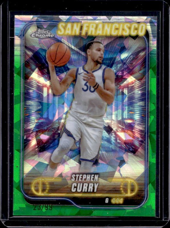 Stephen Curry 2024 Topps Chrome Sapphire Edition #187 Green /99 RAW
