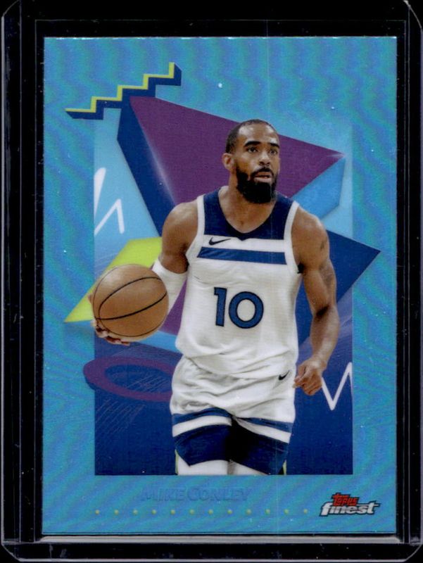 Mike Conley 2024 Topps Finest #154 Base Uncommon - Sky Blue Refractor RAW