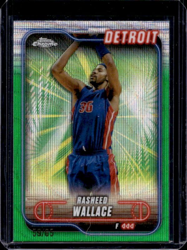 Rasheed Wallace 2024 Topps Chrome #23 Green Wave Refractor /65 RAW