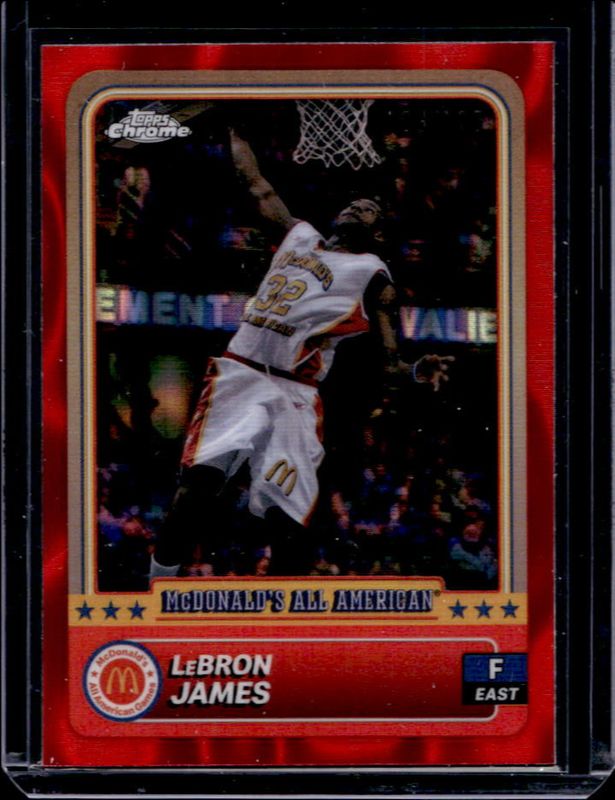 LeBron James 2024 Topps Chrome McDonald's All-American #50 Red Lava Refractor /125 RAW