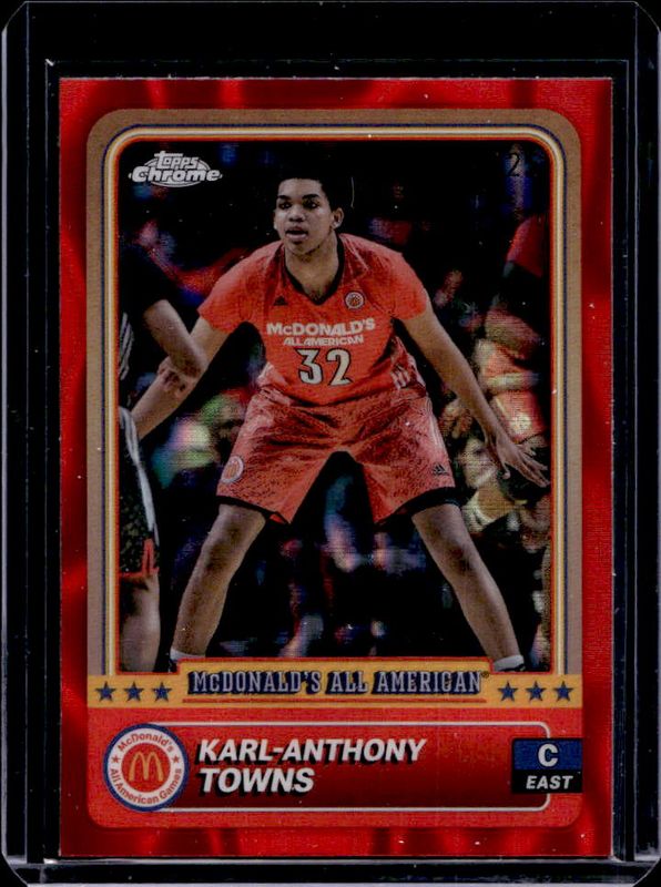 Karl-Anthony Towns 2024 Topps Chrome McDonald's All-American #98 Red Lava Refractor /125 RAW