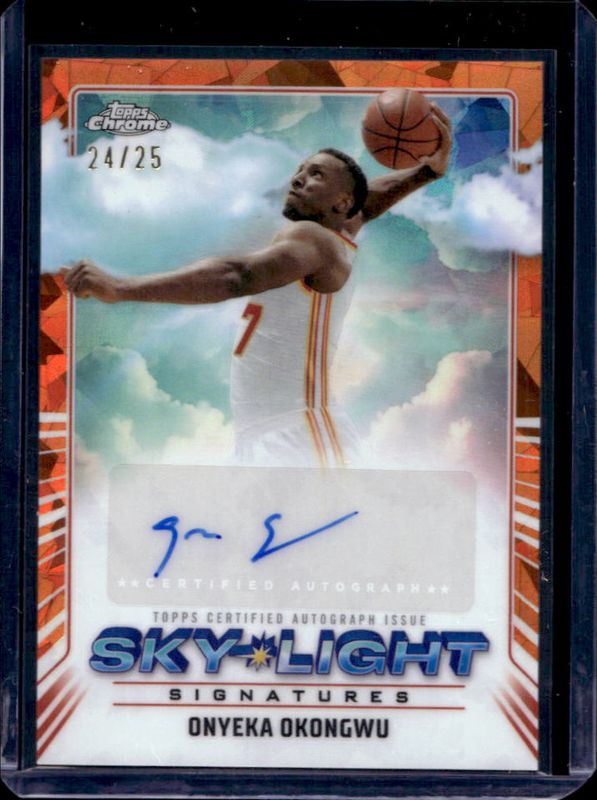 Onyeka Okongwu 2024 Topps Chrome Sapphire Edition #SLS-OO Sky-Light Signatures - Orange /25 RAW