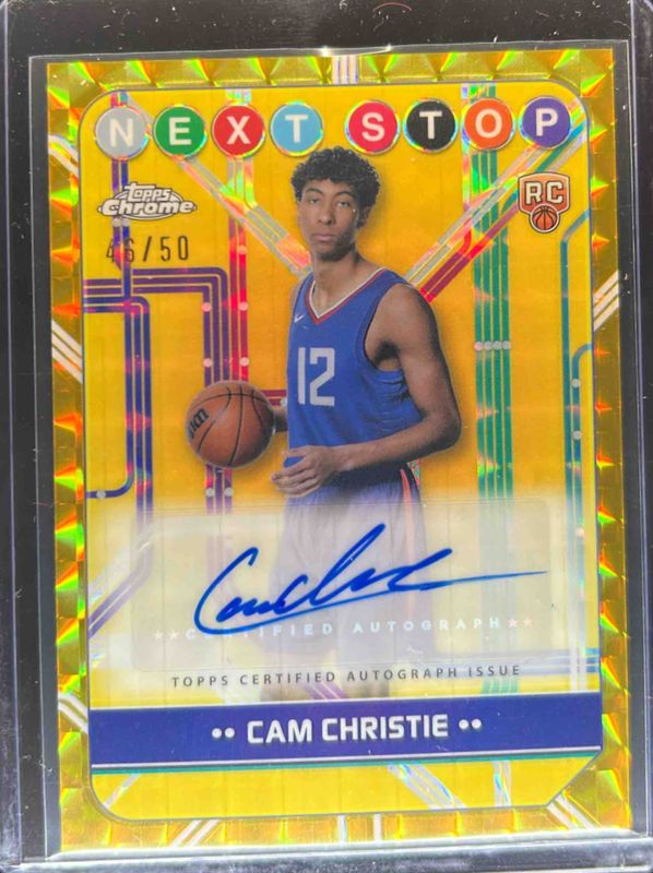 Cam Christie 2024 Topps Chrome #MSS-CC Next Stop Signatures - Gold Geometric Refractor /50 Rookie RAW