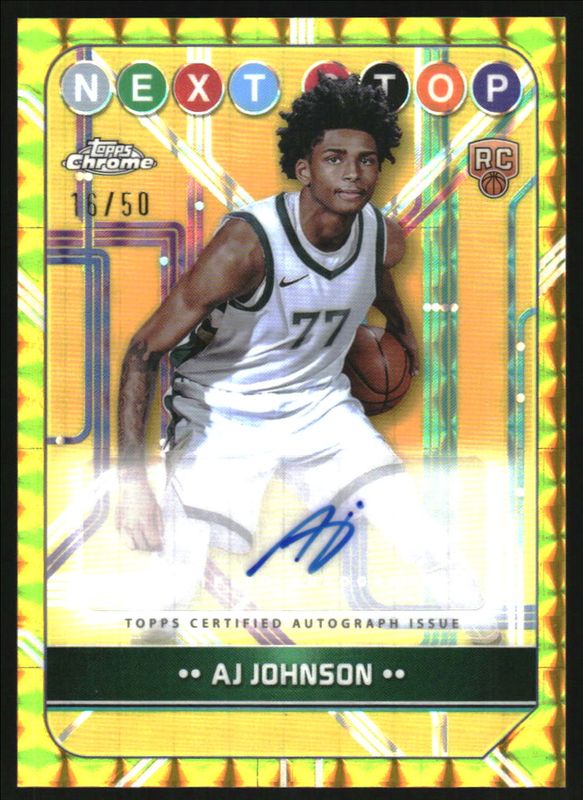 AJ Johnson 2024 Topps Chrome #NSS-AJ Next Stop Signatures - Gold Geometric Refractor /50 Rookie RAW
