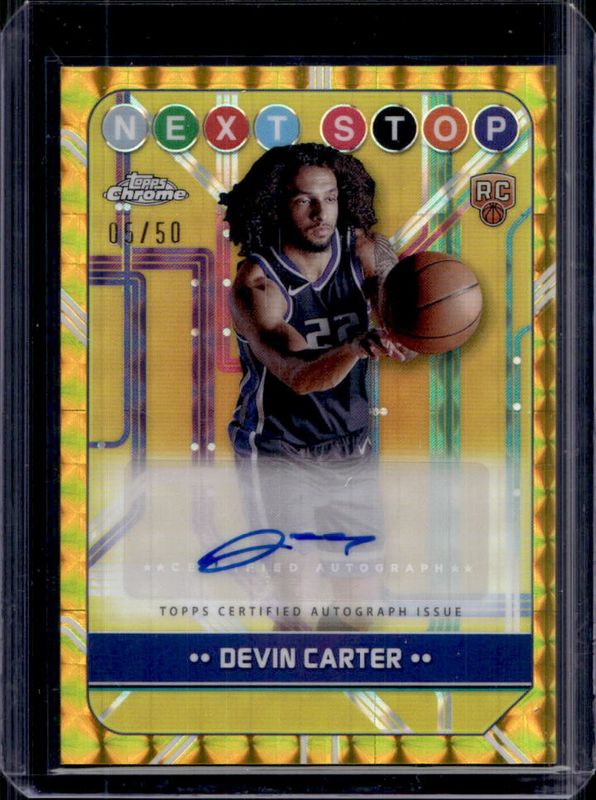 Devin Carter 2024 Topps Chrome #NSS-DC Next Stop Signatures - Gold Geometric Refractor /50 Rookie RAW