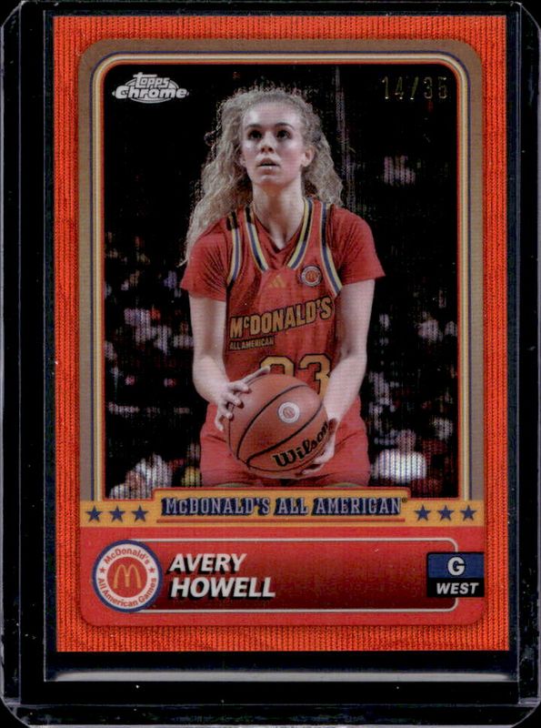 Avery Howell 2024 Topps Chrome McDonald's All-American #17 Orange Wave Refractor /35 RAW