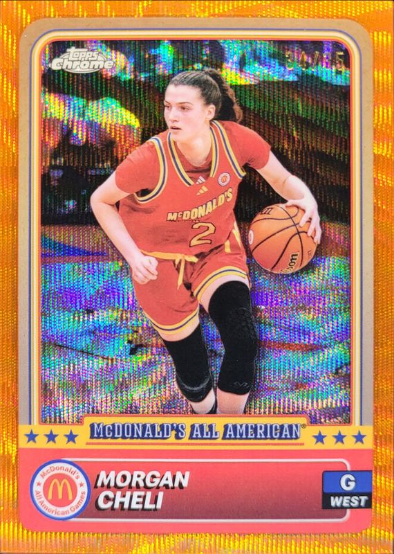 Morgan Cheli 2024 Topps Chrome McDonald's All-American #16 Orange Wave Refractor /35 RAW