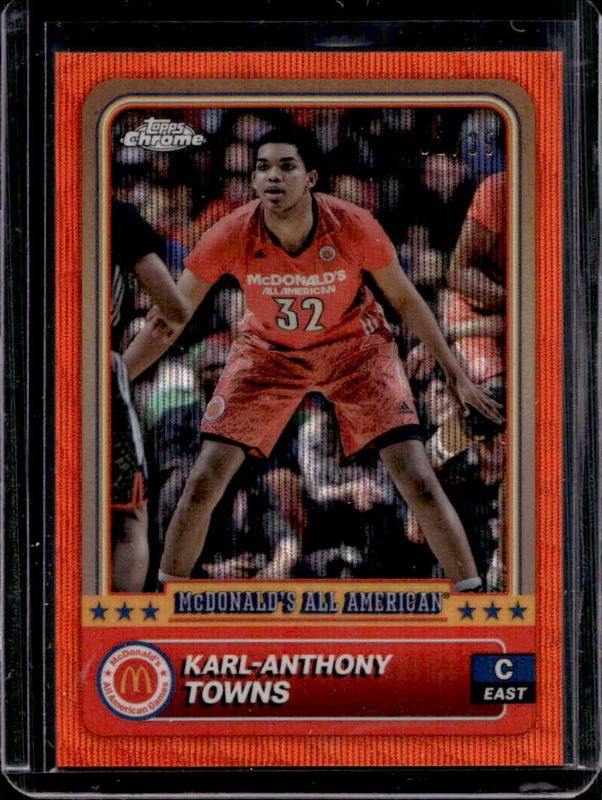 Karl-Anthony Towns 2024 Topps Chrome McDonald's All-American #98 Orange Wave Refractor /35 RAW