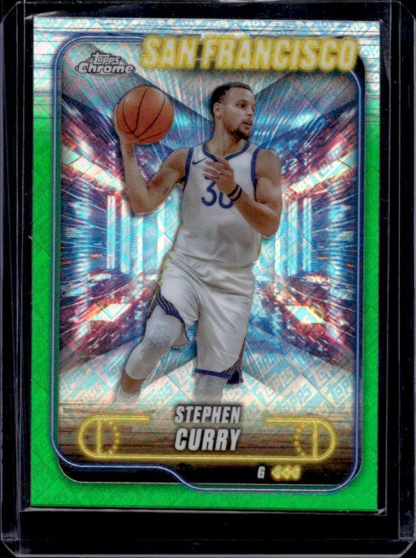 Stephen Curry 2024 Topps Chrome #187 Topps Green Refractor RAW