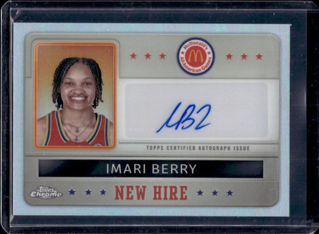 Imari Berry 2024 Topps Chrome McDonald's All-American #NHB-IM New Hire Badge Autographs RAW