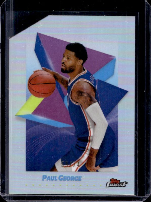 Paul George 2024 Topps Finest #74 Base Common - Die-Cut Refractor /74 RAW