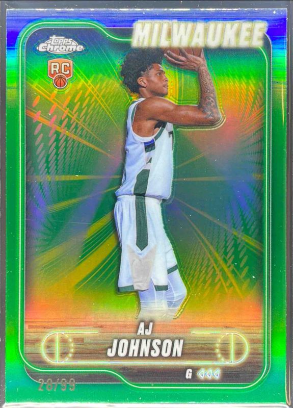 AJ Johnson 2024 Topps Chrome #145 Green Refractor /99 Rookie RAW