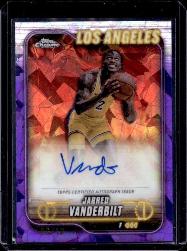 Jarred Vanderbilt 2024 Topps Chrome Sapphire Edition #TCA-JAV Chrome Autographs - Purple /10 RAW