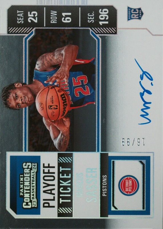 Marcus Sasser 2023 Contenders #118 Rookie Ticket Auto Variation - Playoff Ticket /99 RAW