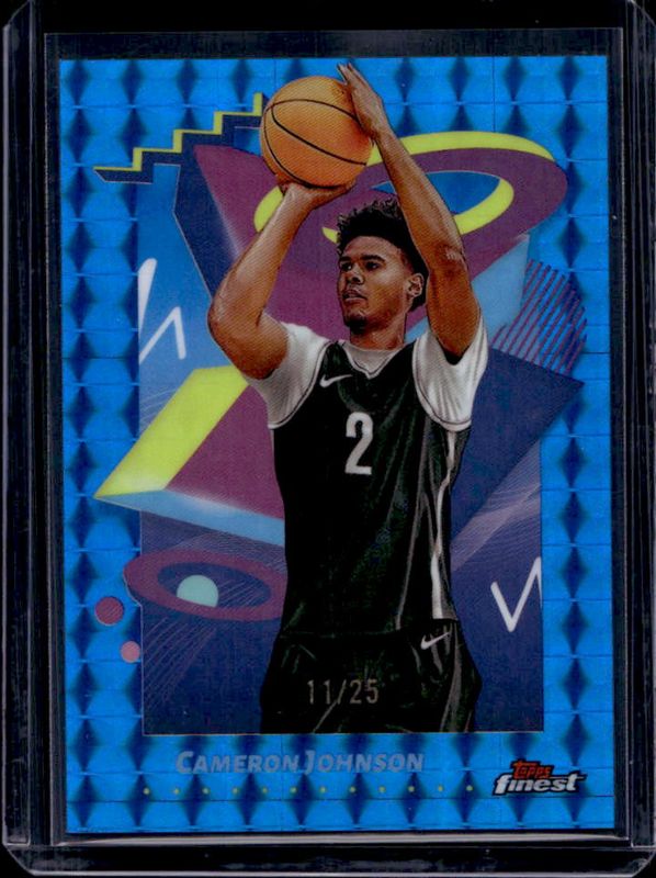 Cameron Johnson 2024 Topps Finest #207 Base Rare - Blue Geometric Refractor /25 RAW