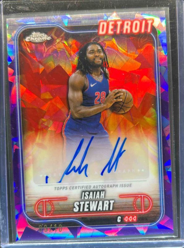 Isaiah Stewart 2024 Topps Chrome Sapphire Edition #TCA-IST Chrome Autographs - Purple /10 RAW