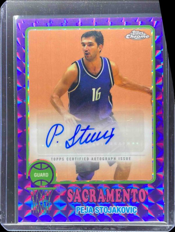Peja Stojakovic 2024 Topps Chrome #73TA-PS 1973 Autographs - Purple Geometric Refractor RAW