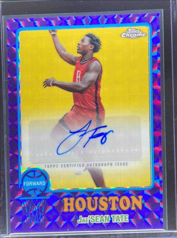 Jae'Sean Tate 2024 Topps Chrome #73TA-JTA 1973 Autographs - Purple Geometric Refractor RAW