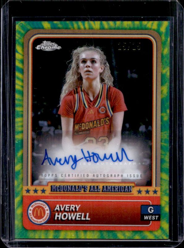 Avery Howell 2024 Topps Chrome McDonald's All-American #17 Base Autographs - Tie-Dye Refractor /25 RAW