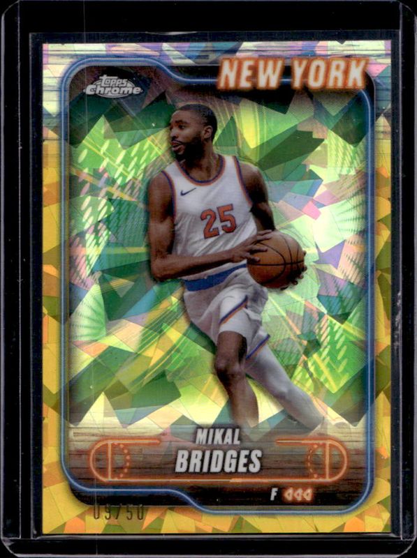 Mikal Bridges 2024 Topps Chrome Sapphire Edition #190 Gold /50 RAW