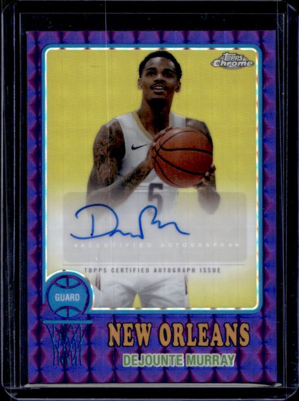 Dejounte Murray 2024 Topps Chrome #73TA-DM 1973 Autographs - Purple Geometric Refractor RAW